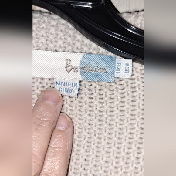 Ladies Boden Cardigan Sweater Pockets Heavy Knit Snap Front Cream Preppy 4 - Picture 5 of 11